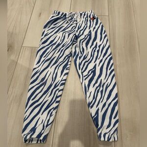 Aviator Nation Blue and White Zebra Print Sweatpants Joggers XS